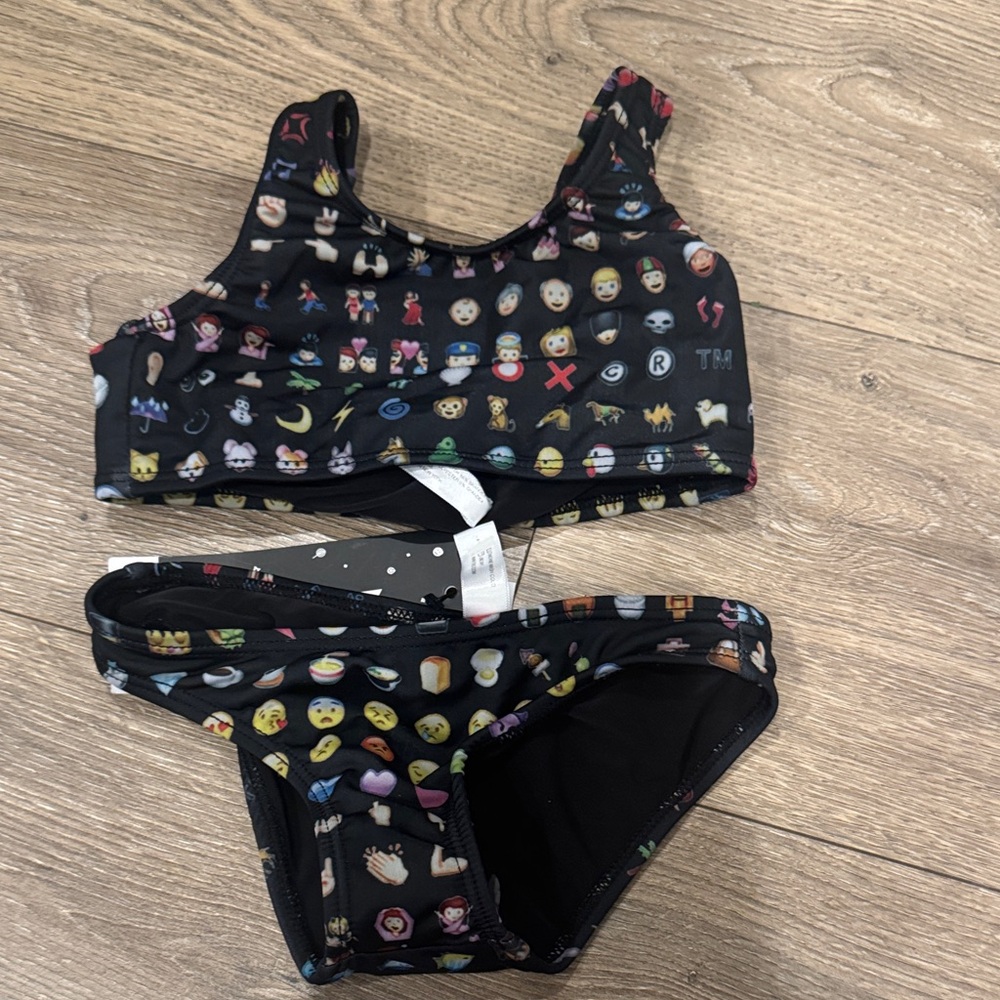 Terez Black Bikini with Colorful Emoji Print